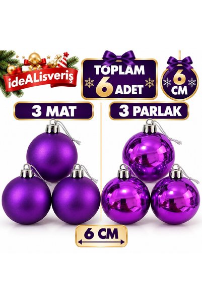 BKMC PARTY مجموعة من 6 زينة شجرة عيد الميلاد باللون الكاكي، الأرجواني، الذهبي...