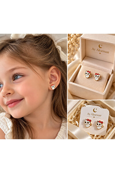 XUPING JEWELRY Xuping antialerjik kedili çocuk küpesi 🐈