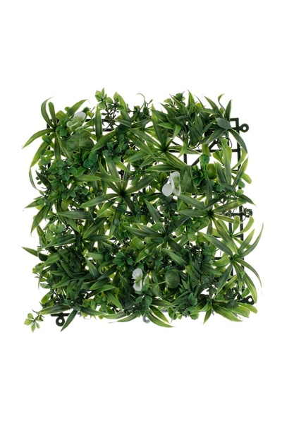 OEM Panou din Plante Artificiale Iarba cu Flori Albe 24x24 cm – Decor Realist...