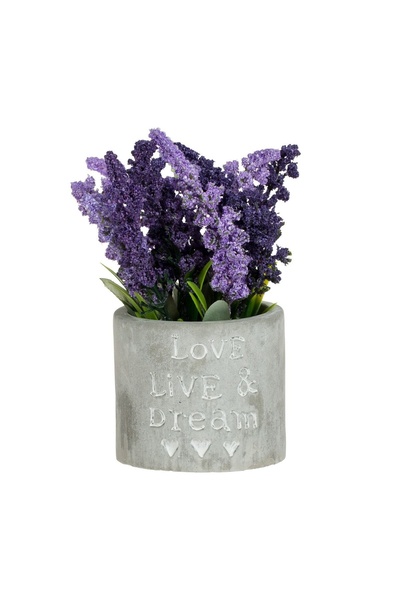 OEM Ghiveci Ceramic Decorativ Gri cu Planta Artificială Lavanda Ø8x17 cm