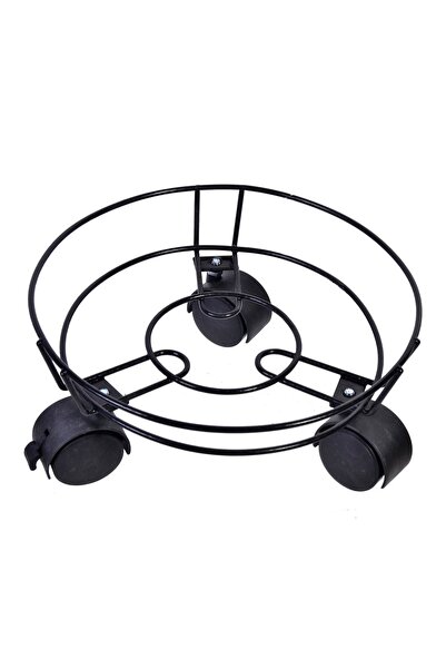 OEM Suport pentru ghiveci Negru Metalic cu Roți Ø20 cm