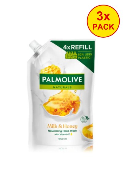 Palmolive Pachet de 3 x Săpun lichid Naturals Lapte și Miere, 1000 ml