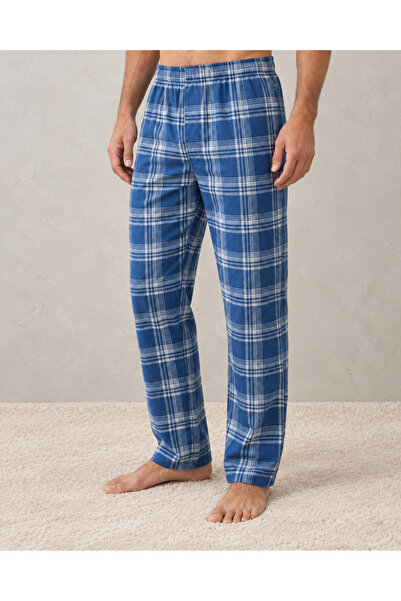 embody Pantaloni de pijama din bumbac pentru bărbați, în carouri albastre, cu...