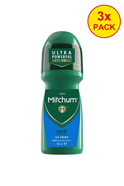 Mitchum 3x Πακέτο Αποσμητικό roll-on Ανδρικό 48HR Ice Fresh 100ml