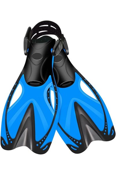 EXCEFORE Swim Fins Kids, Adjustable Short Flippers, Travel Size Diving Fins S...