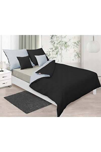 Matex Lenjerie de pat din satin 220x200 cu două fețe Negru și Gri