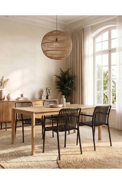 Generic Brand HariNorgen Resin Dining Chairs Set of 4, Indoor & Outdoor Armch...