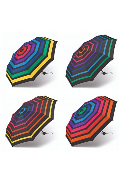 HAPPY RAİN Umbrelă Benetton Mini AC cu dungi multicolore, deschidere automată