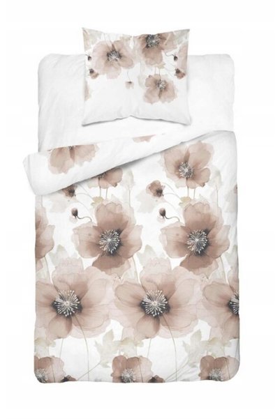 Detexpol Lenjerie de pat din satin 160x200 Flori Bej deschis