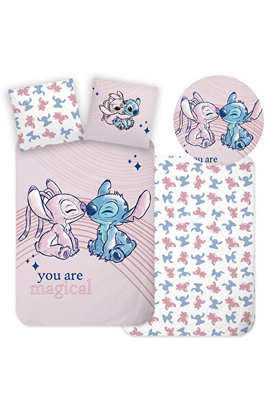 Aptex Set pătuț 100x135 Cuvertură + Lenjerie de pat Lilo și Stitch pentru beb...