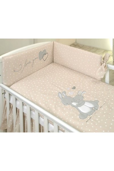 Amy Set de lenjerie de pat din 3 piese 100x135cm iepuraș bej