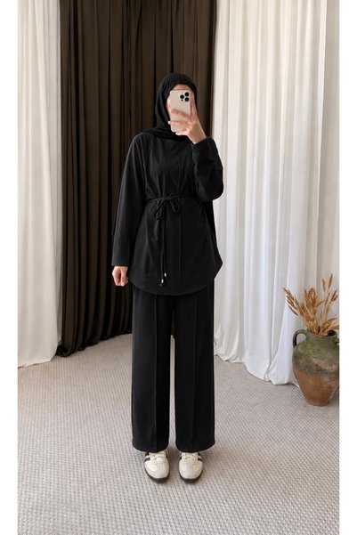 Hepsi Moda Oysho Suit with Striped Trousers - 8190 - Black