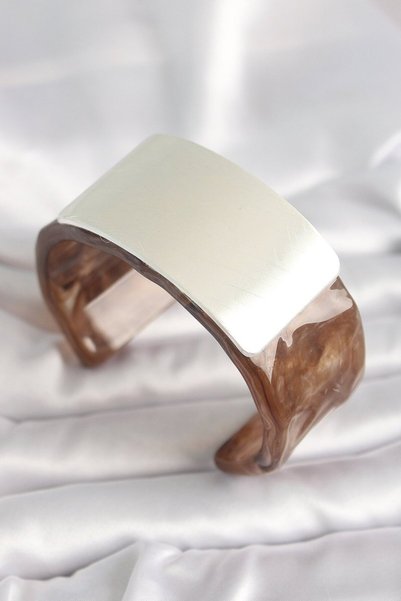 Toptan Bulurum Brown Marble Pattern Acrylic Plastic Silver Rectangular Plate ...