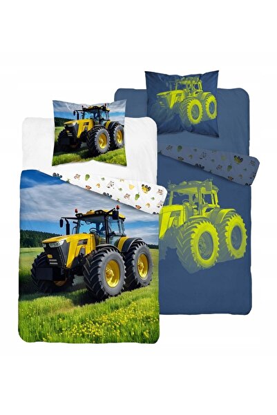 Detexpol Lenjerie de pat fosforescentă 160x200 Traktor Galben