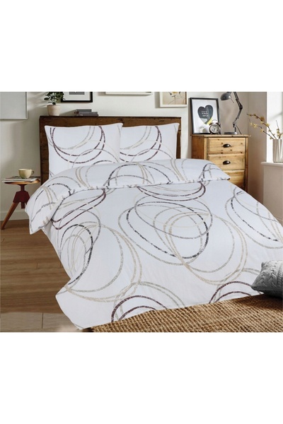 Matex Lenjerie de pat din flanelă 140x200 F80A Alb cu cercuri