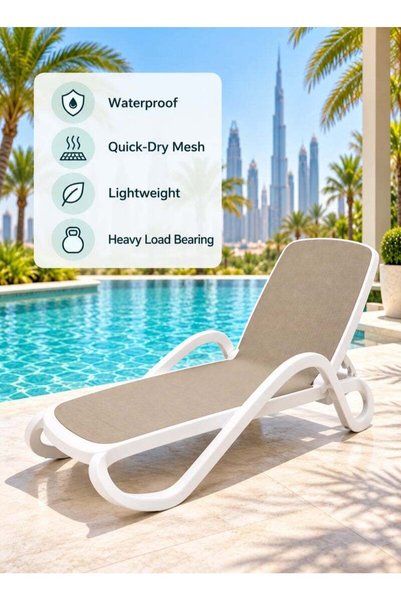 Generic Brand Adjustable Outdoor Sun Lounger Chair with 4-Position Backrest, ...