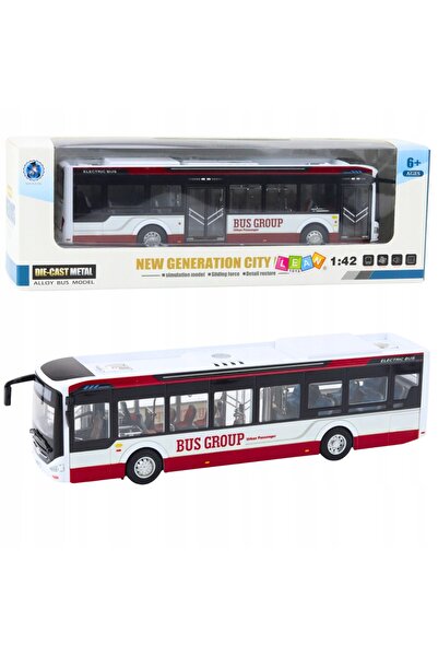 LeanToys Autobuz de oraș Metalic Sunet Lumină 1:42 Roșu LEAN Toys