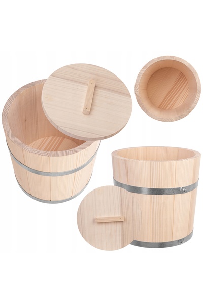 KADAX Varză Castravete Canserină Ghiveci de lemn Solid Natural 10L