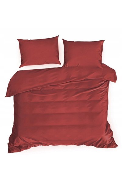 Eurofirany Lenjerie de pat din bumbac satinat 160 x 200 Culoare uni 3 piese C...