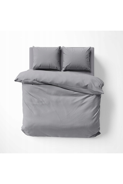 Detexpol Lenjerie de pat din satin 180x200 uni cu dungi premium gri