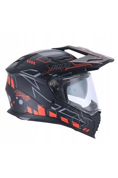 NAXAY NAXA CROSS ENDURO CASCA NEGRU PORTOCALIU MAT PINLOCK MĂRIME XL