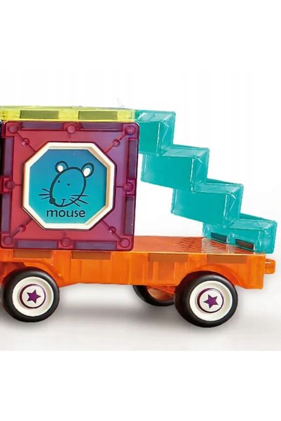 woopie Set de tren 3D cu blocuri magnetice 71el.
