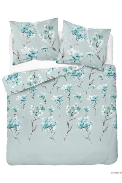 Detexpol Lenjerie de pat din flanelă 220x200 Flori turcoaz pe fundal verde