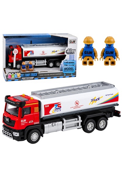 LeanToys 1:40 Camion cisternă metalic roșu și alb cu lumini și sunete
