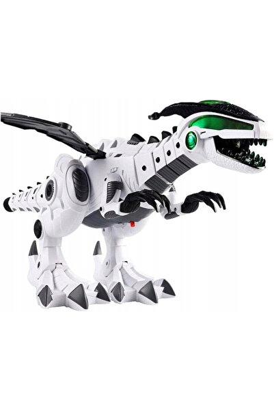 LeanToys Dinozaur Robot Alb, cu Baterii, Aripi Mobile, Lumini și Sunete, Jucă...