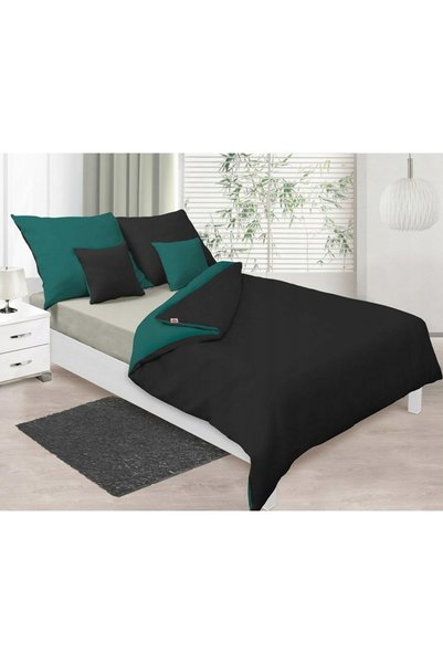 Matex Lenjerie de pat din satin 220x200 cu două fețe Negru și Verde