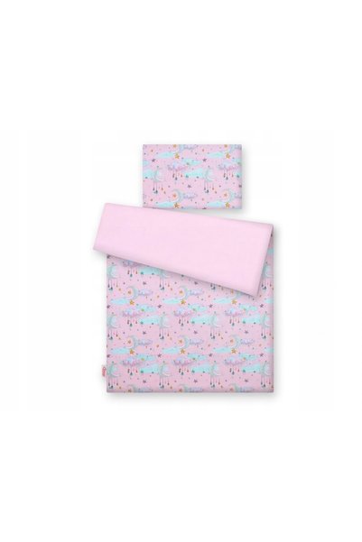 Bobono Set de lenjerie de pat pentru copii, reversibil, din bumbac, 2 piese -...