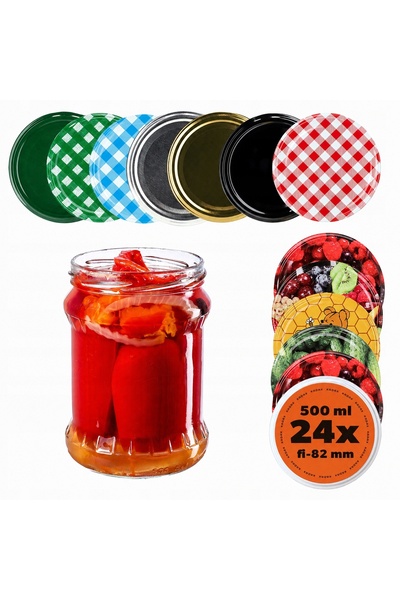 KADAX 24x BORCANE DE STICLA 500ml PENTRU CONSERVĂRI CU CAPAC TIP ȘURUB FI82