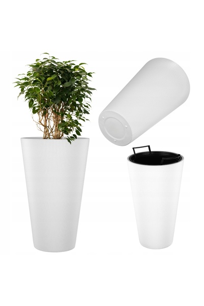 KADAX Ghiveci 29,5 CM, inserție/capac, alb, pentru flori, înalt, plastic 3D