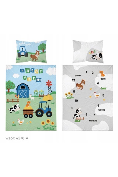 Detexpol Set pătuț 90x120 Plapumă + Lenjerie de pat Tractor Fermă