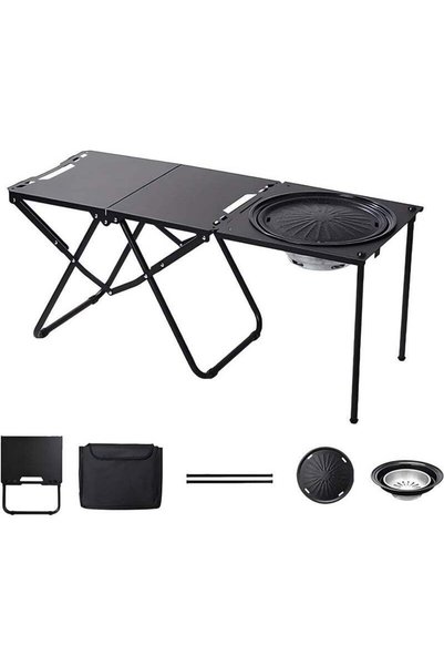 Generic Brand HI-FINE Folding Camping Table with Carbon Steel Grill Table for...
