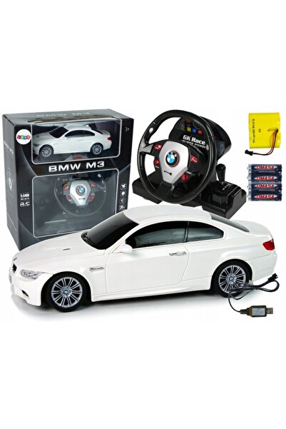 LeanToys Mașină cu telecomandă BMW M3 Albă Volan Pilot 1:18 Sunet Lumină LE