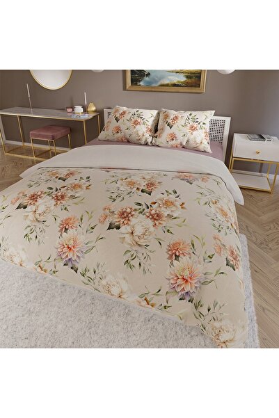 Markizeta Lenjerie de pat din bumbac satinat 160x200 cu flori Manila pastel