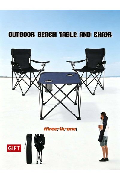 Generic Brand Grade Foldable Outdoor Camping Set (2 Chairs + 1 Table w/Cup Ho...