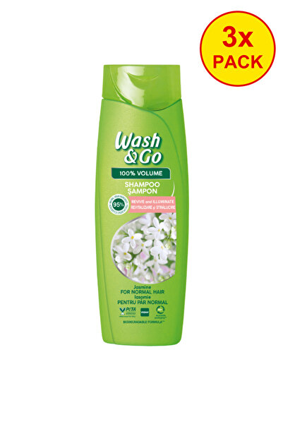 WASH&GO 3x PACK Sampon pentru par normal cu extract de iasomie,360 ml