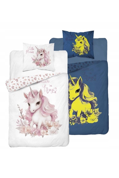 Detexpol Lenjerie de pat fosforescentă 140x200 Unicorn în flori Unicorn