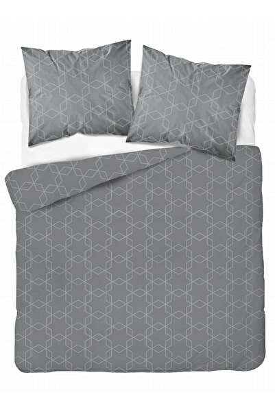Detexpol Set de lenjerie de pat 220x200 din satin, cu mozaic rozetă, gri cenușiu