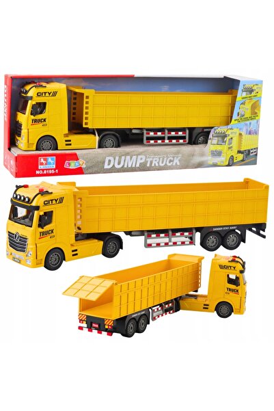 LeanToys Camion de transport Remorcă ridicată Lumini Sunete Galben Jucării LEAN