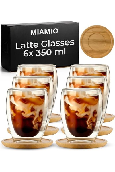 MIAMIO - Double-Walled Coffee Cups/Latte Macchiato Glasses Set of 6 (350ml)