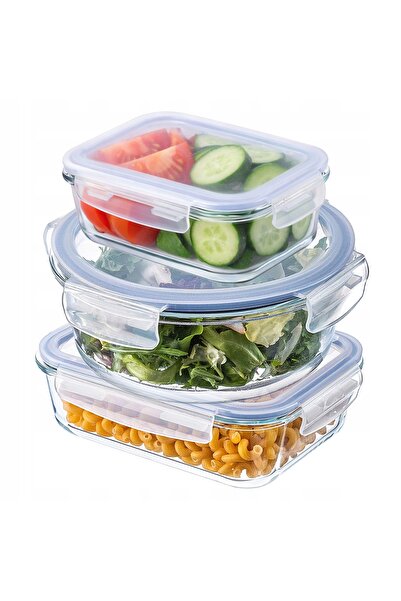 KADAX SET DE CUTII DE PRÂNZ DIN STICLA CU CAPAC, 370+1300+1520 ml