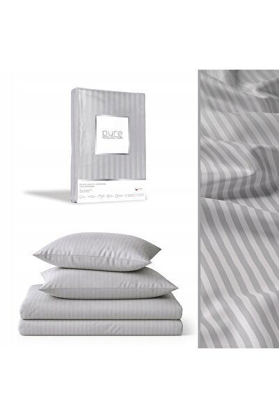 NO BRAND Adamaszek 180x200 Set de lenjerie de pat premium, gri deschis, cu du...
