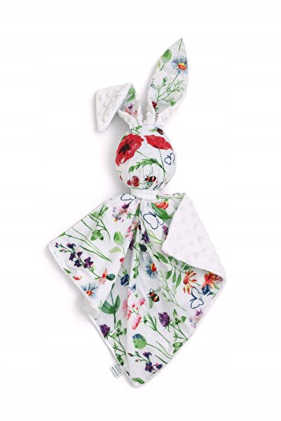 Bobono Jucărie de pluș DOUDOU, cu două fețe, din bumbac și minky - Pajiște - alb