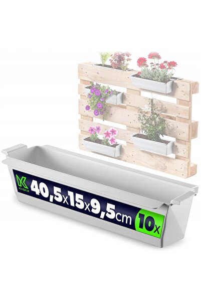 KADAX Jardiniere pentru flori, cutie tip palet euro, 40 cm, 10 bucăți