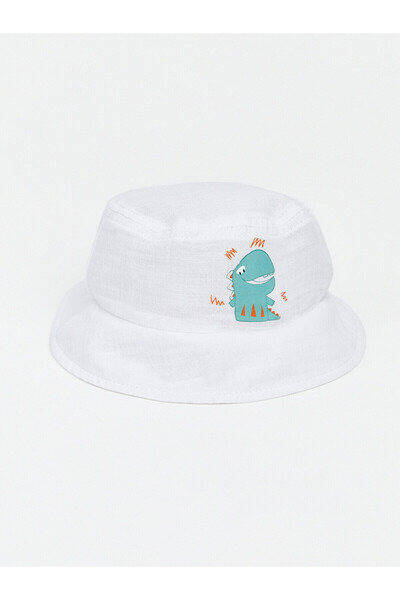 LC Waikiki Nevavm Farkıyla Lcw Accessories White Printed Baby Boy Bucket Hat