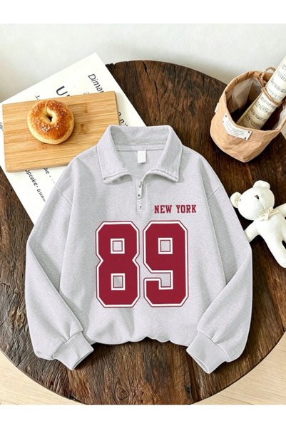 İBRE Pek-Şik Moda Girls' Zippered Sweat 89 Stylish Printed Set