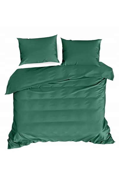 Eurofirany Lenjerie de pat din bumbac satinat 220 x 200 Culoare uni 3 piese N...